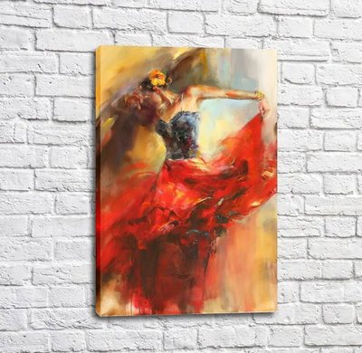Poster Dansatoare într-o rochie roșie, ulei Tan18177 фото