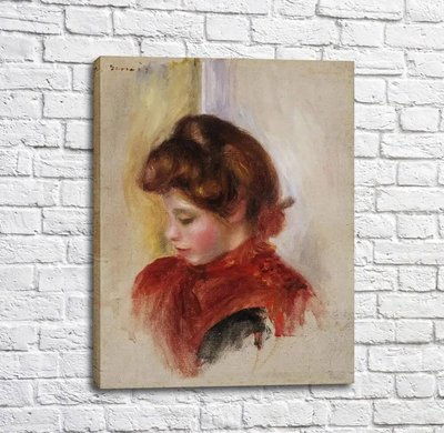 Pictură Pierre Auguste Renoir, Franceză, Fată cu eșarfă roșie Ren13970 фото