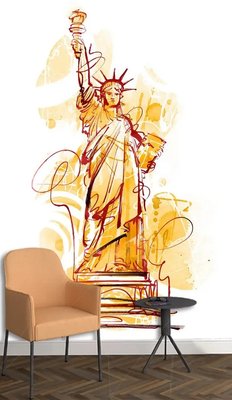 Статуя Свободы на желтом абстрактном фоне Ske1170 фото