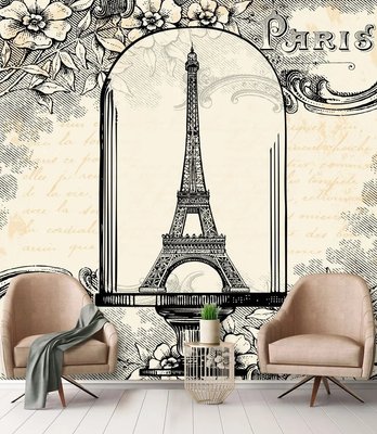 Turnul Eiffel și flori pe fundal vintage Ske1120 фото