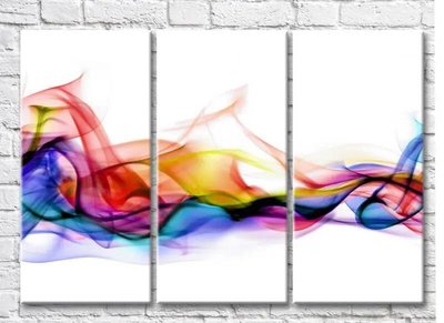 Триптих Абстрактный разноцветный дым на белом фоне Abs7320 фото