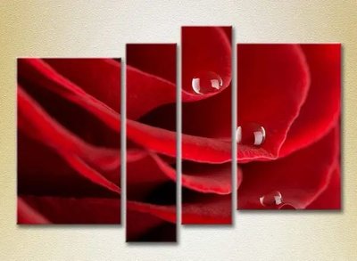Модульные картины Капли на красной розе_07 TSv8020 фото