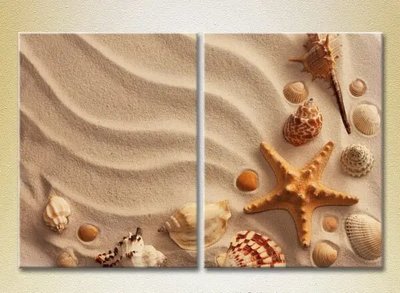 Модульные картины Ракушки в песке Mor7870 фото