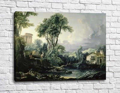 Картина Пейзаж с водяной мельницей, Франсуа Буше Fra11320 фото