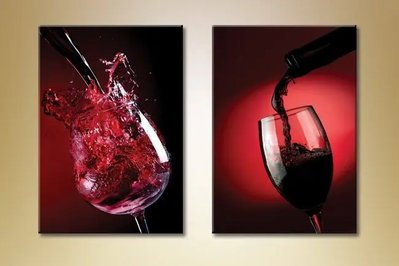 Модульные картины Диптих, вино в бокалах Eda8421 фото