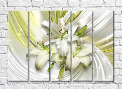 Flori mari de crin pe un fundal de material drapat 3D5471 фото