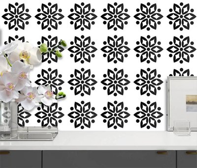 Керамическая плитка с черными цветочными орнаментами P42 фото