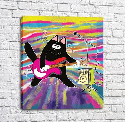 Постер Черный кот с гитарой Kot17049 фото