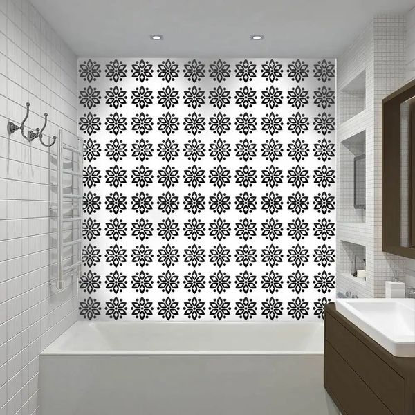 Керамическая плитка с черными цветочными орнаментами P42 фото