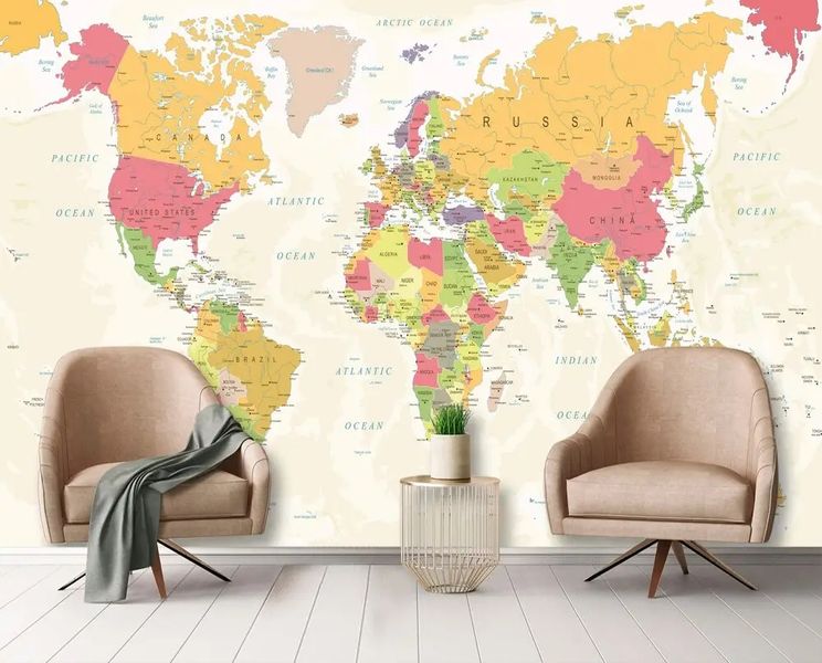 Разноцветные страны мира на персиковом фоне карты Sov1071 фото