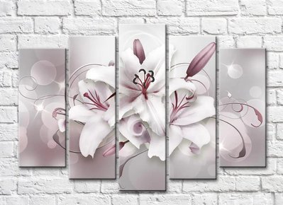 Крупные цветы лилии на абстрактном лиловом фоне 3D5472 фото
