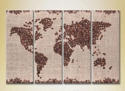 Модульные картины Карта мира из кофе_01 Eda6522 фото