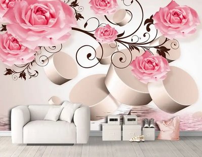 Fototapet Trandafiri roz pe un fundal 3D 3D5422 фото