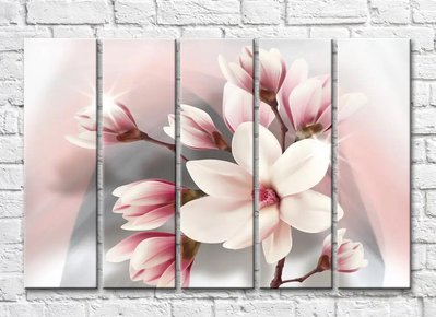 Крупные цветки розовой магнолии на абстрактном фоне 3D5473 фото