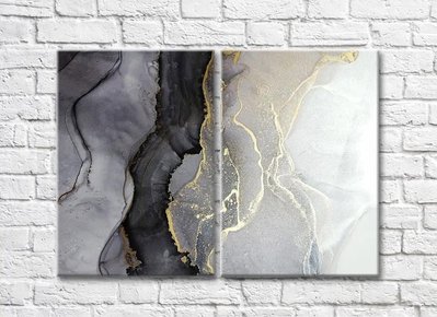 Placare cu aur pe textura de marmura, diptic Abs5573 фото