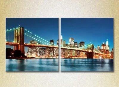 Модульные картины Ночной Бруклинский мост_04 Gor8973 фото