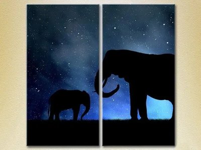 Модульные картины Слоны на фоне звездного неба ZHi8623 фото
