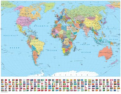 Fototapet Harta politică a lumii cu steaguri Sov1823 фото