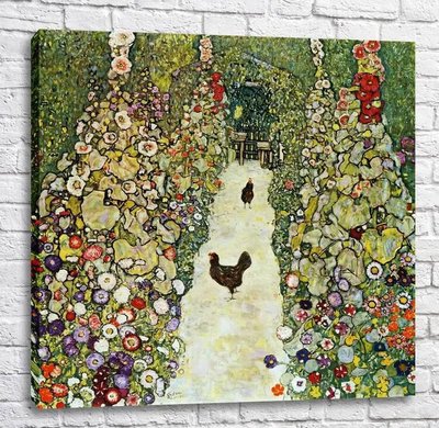 Картина Садовая аллея с курицами Kli13974 фото