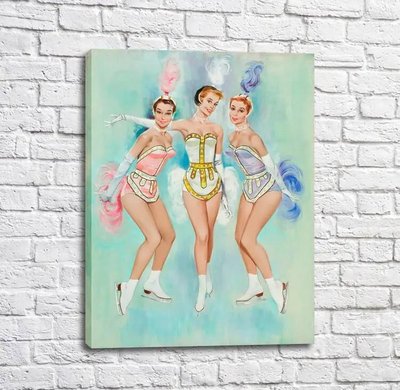 Poster Trei fete pe un fundal albastru dansând pe gheață Tan18181 фото
