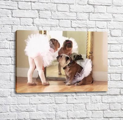 Постер Девочка и собака в балетной пачке Tan18782 фото