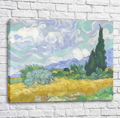 Картина Vincent van Gogh A Wheatfield, with Cypresses Пшеничное поле с кипарисом. Van11723 фото