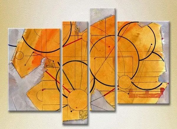 Модульные картины Абстракция желто-фиолетовая Abs9523 фото