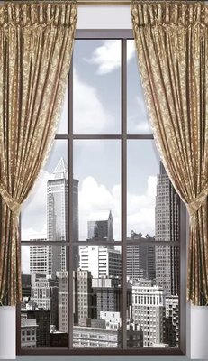 Фреска современный город вид из окна Fre3924 фото