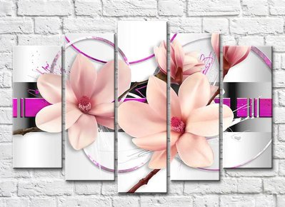Flori mari de magnolie pe un fundal gri-roz 3D5474 фото