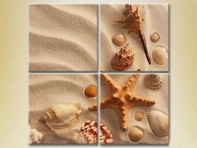 Модульные картины Ракушки в песке_01 Mor9074 фото