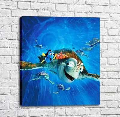 Постер Рыбка Дори и Немо на фоне больших черепах Mul16544 фото