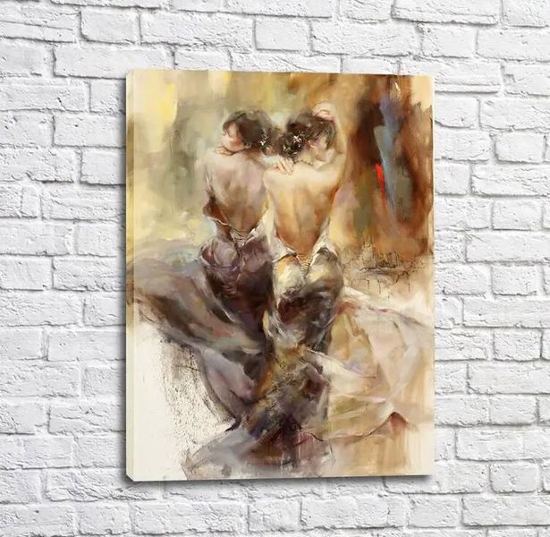 Постер Девушки в коричневых платьях, танцы, абстракция Tan17591 фото