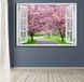 Наклейка на стену, Окно с видом на цветущий парк W108 фото 1