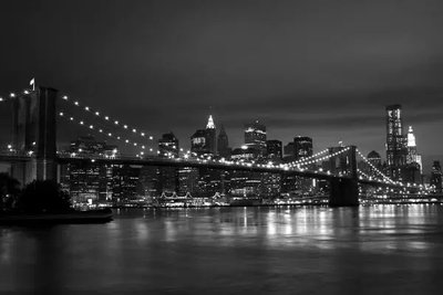 Фотообои Ночной Бруклинский мост черно-белый, Нью-Йорк TCH1475 фото