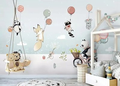 Fototapet Chanterelle, panda, raton și koala pe baloane Dly2875 фото