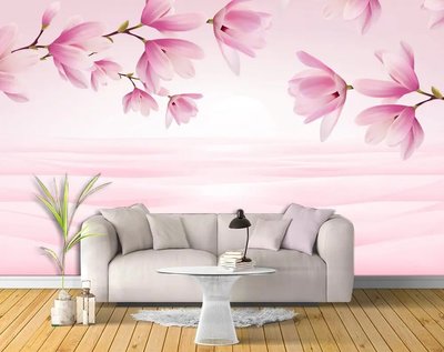 Fototapet Ramuri de magnolie roz pe un fundal abstract 3D4625 фото