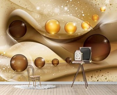 Baloane maro și auriu, abstracție 3D 3D4675 фото