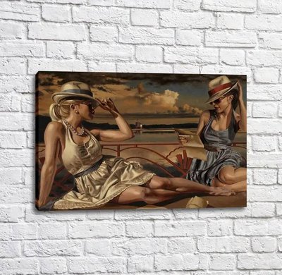 Постер Девушки в шляпах на фоне моря, Перегрин Хиткот Put17359 фото