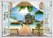 Наклейка на стену, 3D-окно с видом на гавайский пляж W157 фото 3