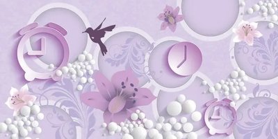 Фотообои 3D лилии на фиолетовом фоне 3D4876 фото