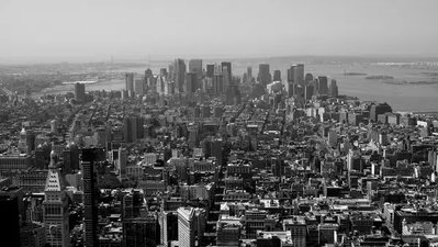 Фотообои Вид на город Нью-Йорк, черно-белый TCH1476 фото