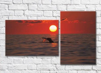 Диптих Хвост кита над водой на закате Mor8276 фото