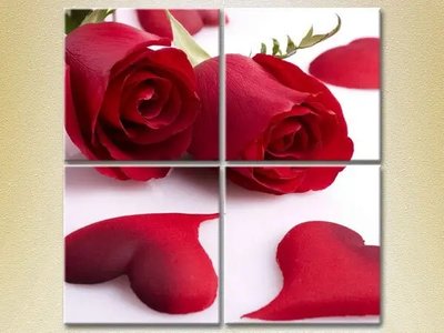 Модульные картины Розы и сердечки_01 TSv7976 фото