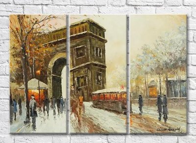 Триптих Триумфальная арка и трамвай в Париже Sre7577 фото