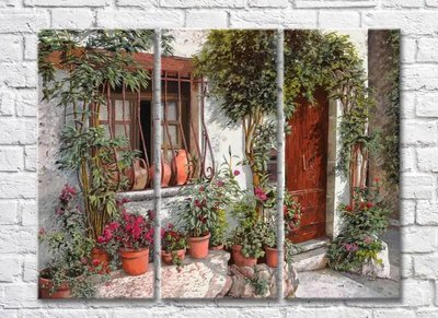 Триптих Courtyard In The Green And Flowers 005_1 Pro10177 фото