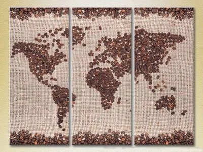 Модульные картины Карта мира из кофе Eda10727 фото