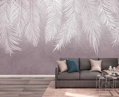Абстракция из пальмовых ветвей на лиловом фоне TSv327 фото