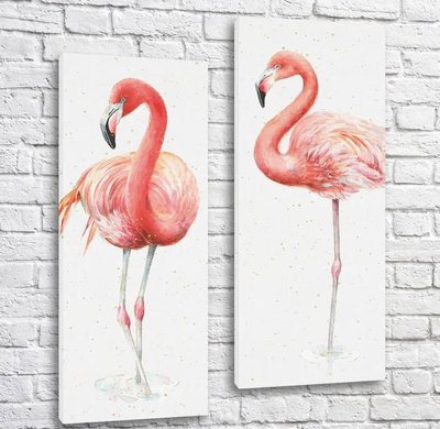 Diptic Flamingo roz pe fond deschis, ulei pe pânză ZHi9677 фото
