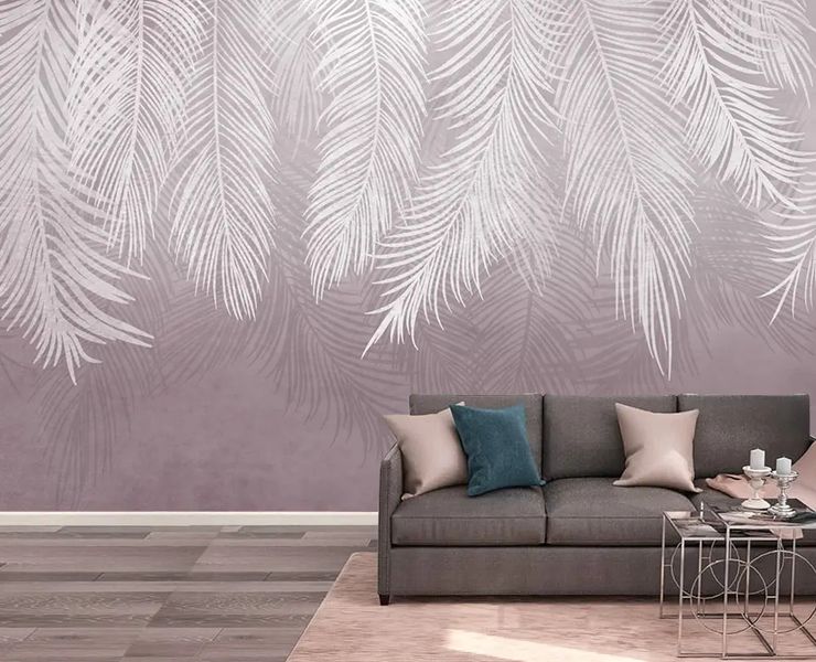 Абстракция из пальмовых ветвей на лиловом фоне TSv327 фото
