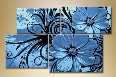 Модульные картины Полиптих синие-цветы TSv7642 фото